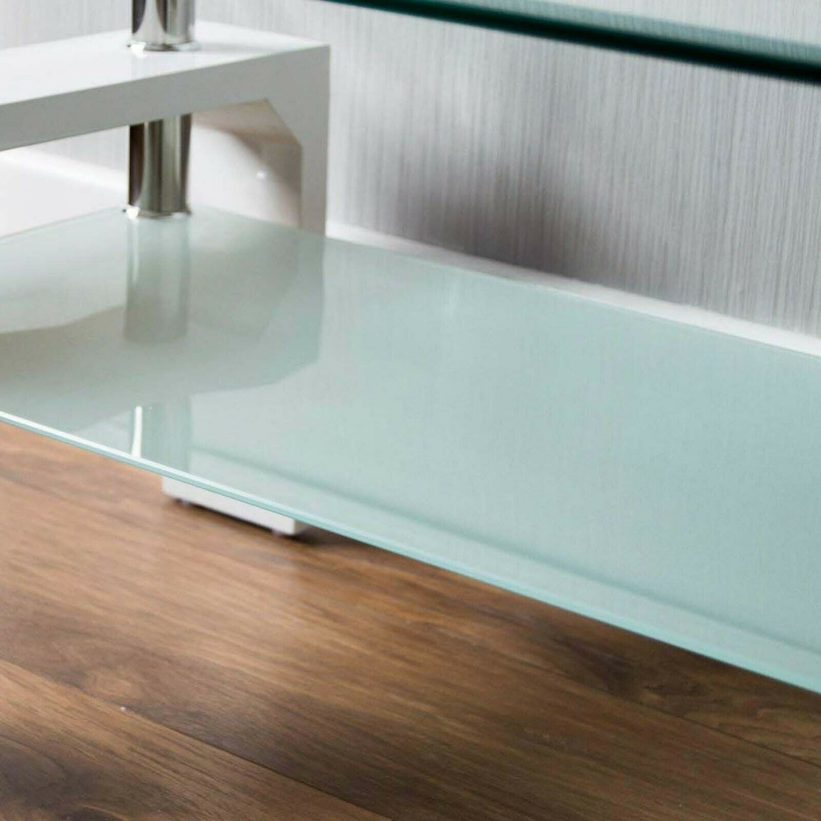 Coffee Table With Storage Shelves Wooden Legs Living Room Furniture White Glass