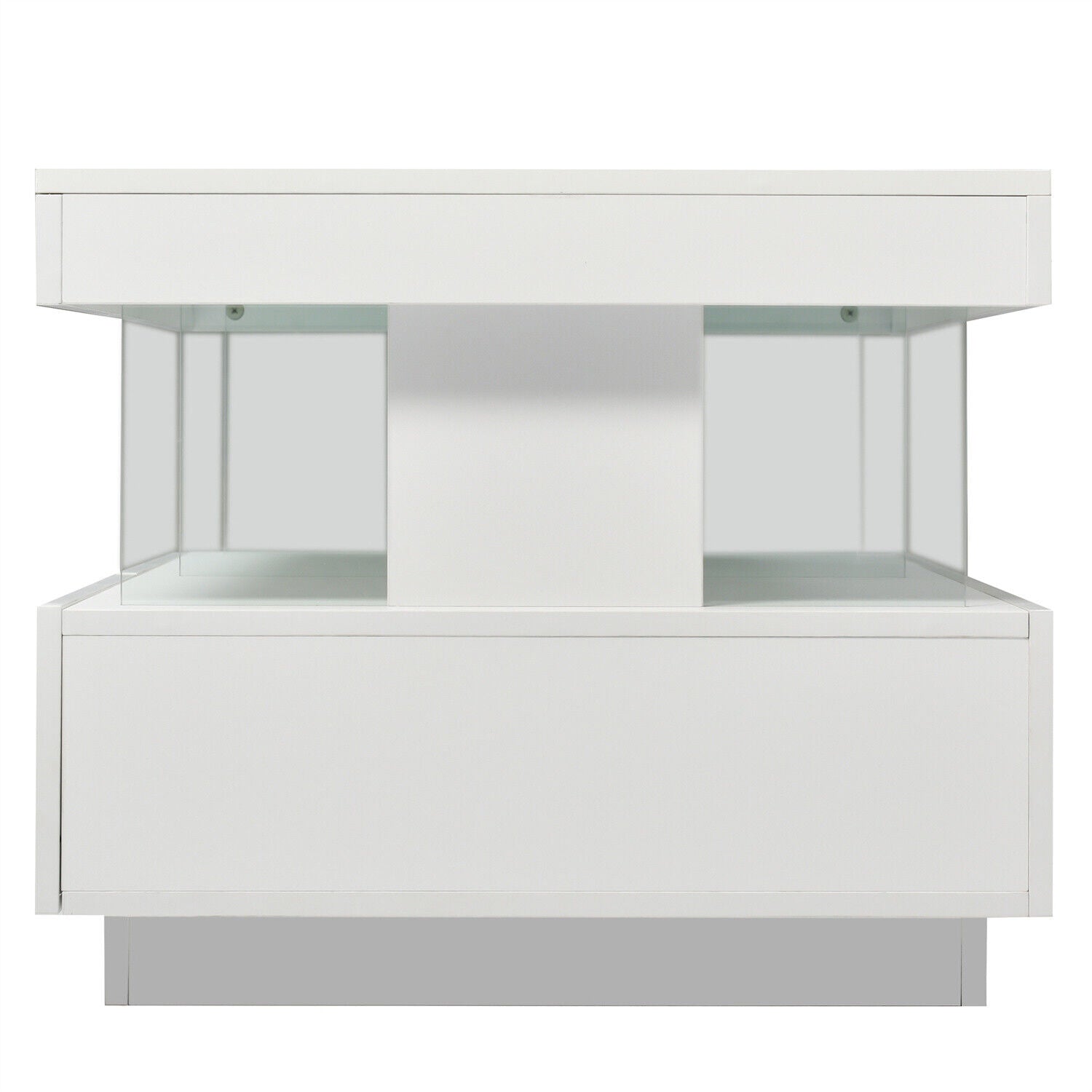 Coffee Table High Gloss LED RGB Tea Table With Storage Drawers Living Room HT