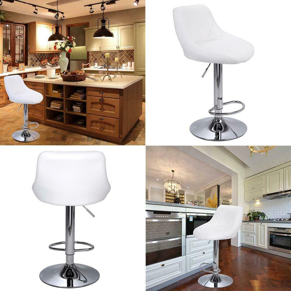 2pcs Bar Stools Breakfast Swivel Gas Lift Kitchen Stools Leather Chairs Comfort