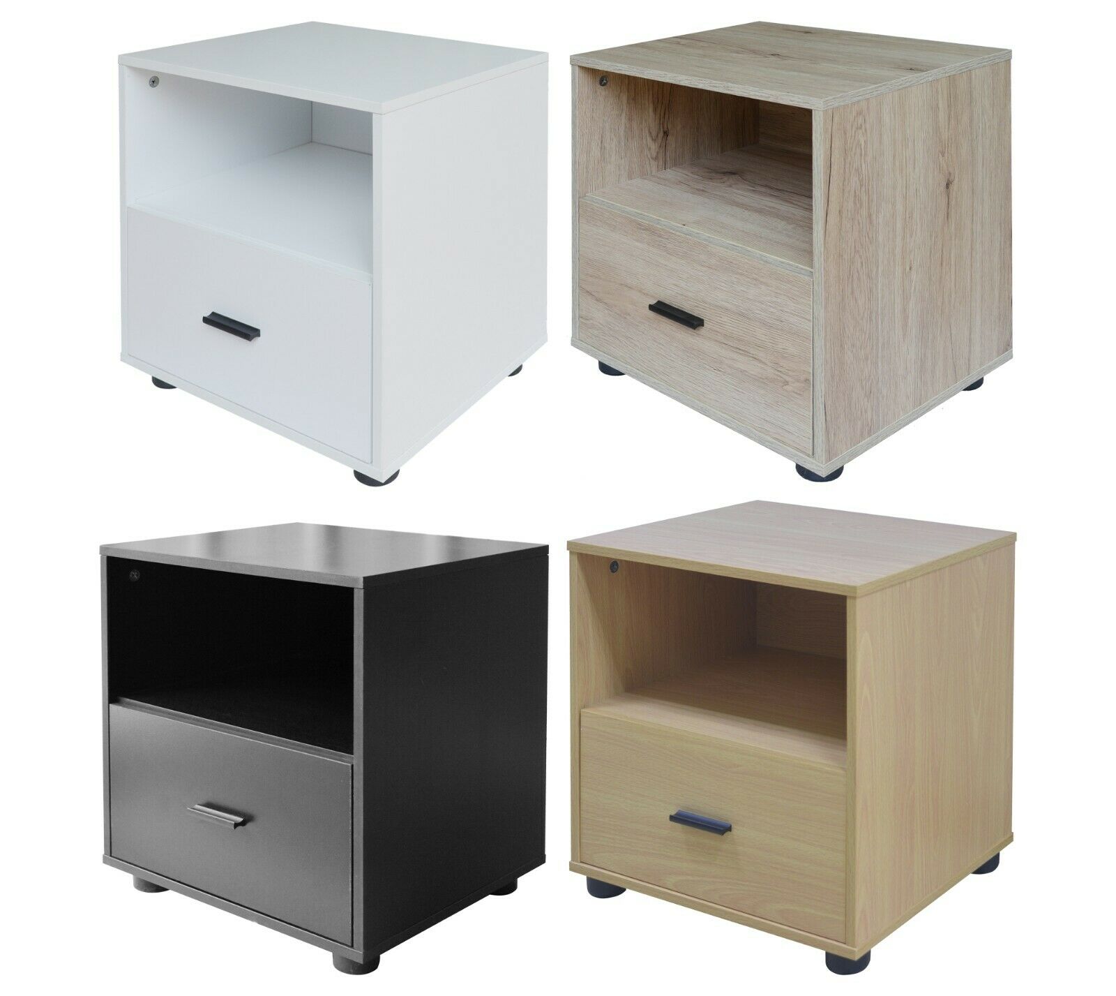 1 Or 2 Drawer Wooden Bedside Table Cabinet Bedroom Furniture Storage Nightstand