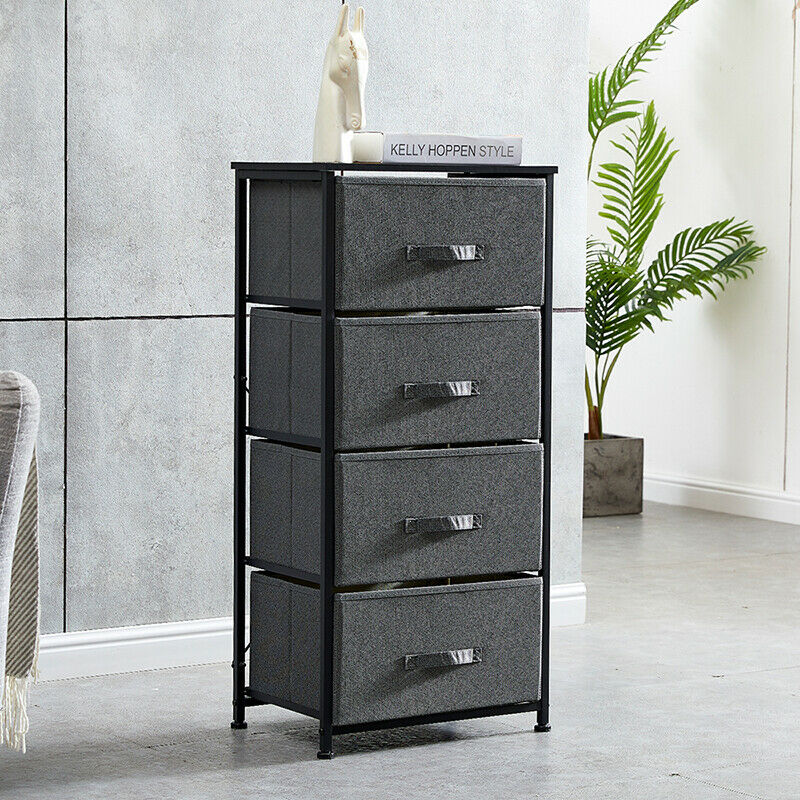Dark Grey Fabric Cabinet Chest of Drawers Bedside Table Storage 2/3/4/5/7 Drawer