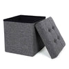 LARGE GREY FOLDING STORAGE OTTOMAN POUFFE FOOT STOOL STORAGE BOX SINGLE