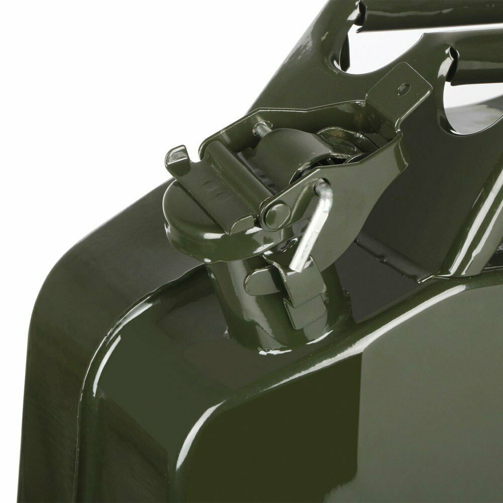 METAL FUEL JERRY CAN DIESEL PETROL OIL 20 LITRE GREEN MILITARY + Flexy Spout