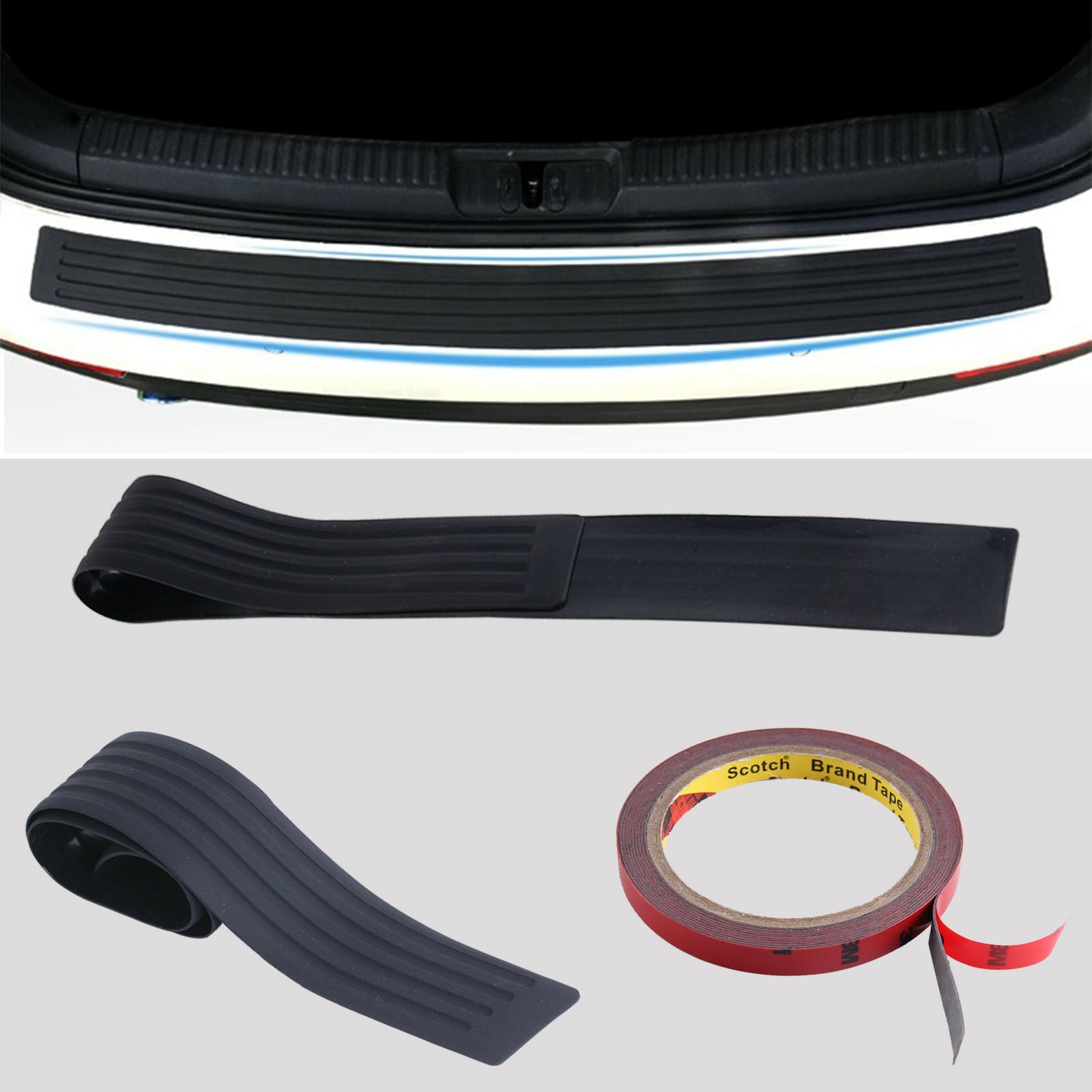 New Rear Bumper Scratch Guard Protector Cover Strip Plate Bendable Rubber 90cm