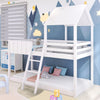 Wooden Bunk Beds 3FT Treehouse Loft Bed Kids Mid-Sleeper Cabin Bed 90x190 White