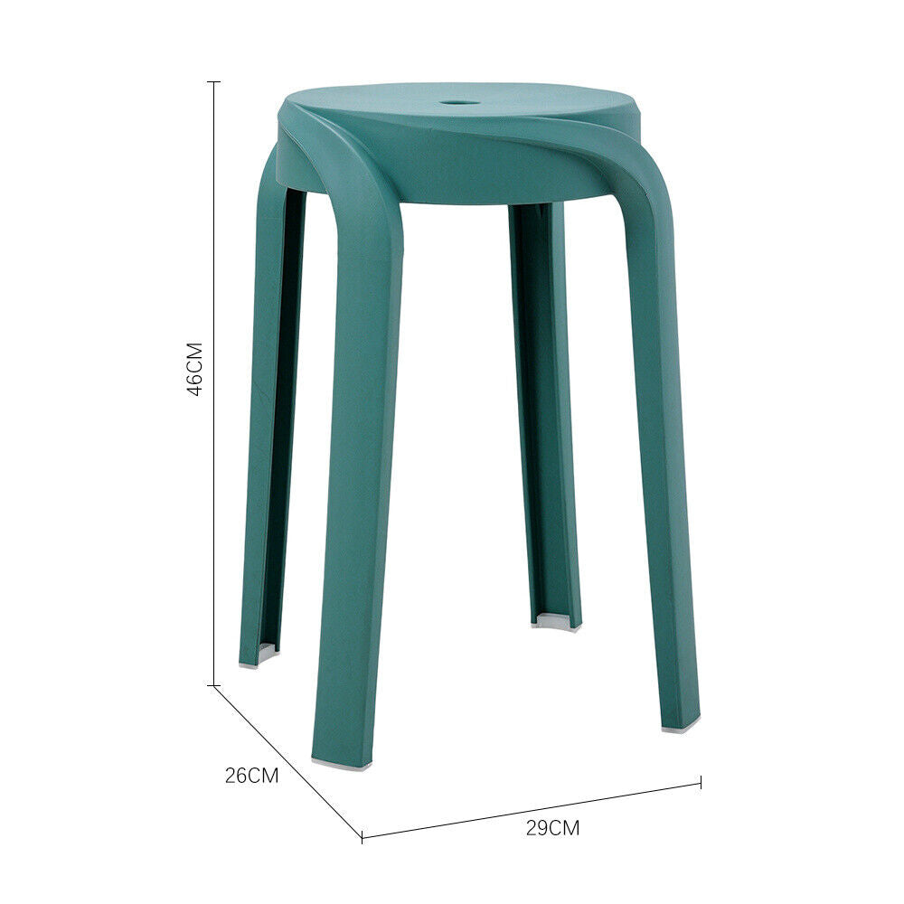 10x Stacking Plastic Dining Stool Space Saving Living Room Kitchen Chair Seating
