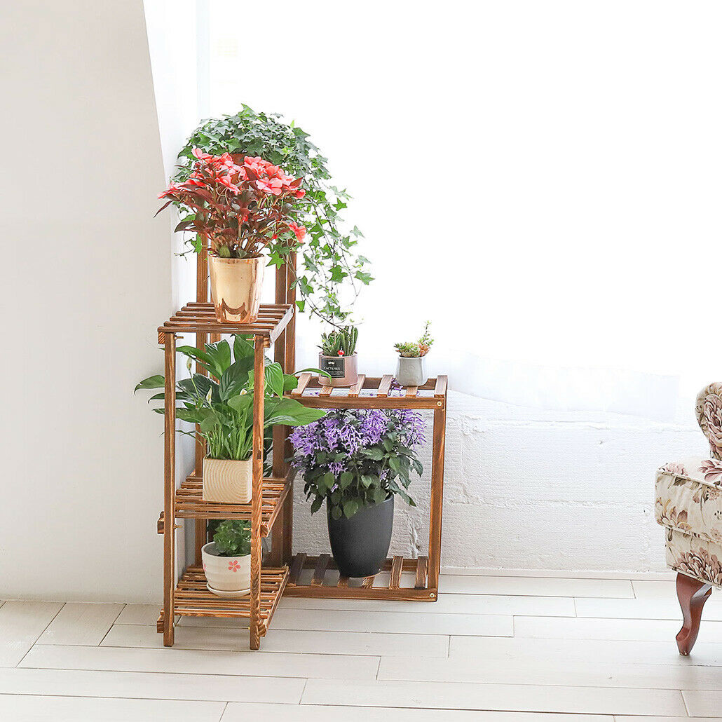 Tall Corner Garden Wooden Planter Plant Stand Steps Herb Flower Timber Holder UK