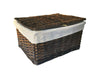 Black White Grey Lidded Wicker Storage Toy Box Empty Hamper Basket Lining