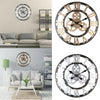 60cm Large Roman Numerals Wall Clock Indoor Outdoor Steampunk Cog Gear Clock