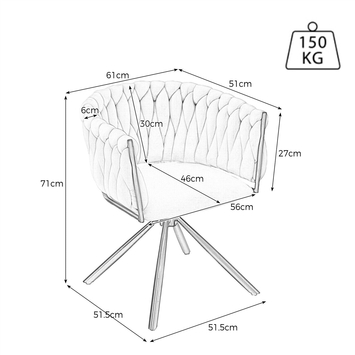 Velvet Dining Chair with Metal Legs Kitchen Chair Swivel Armchair Modern Grey HT