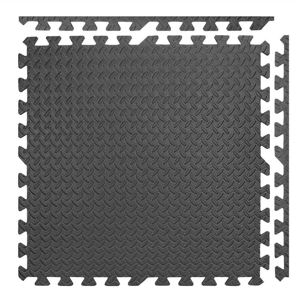 12 Mats / 48 Square Feet Extra Thich Gym Flooring Interlocking Floor Mats Black