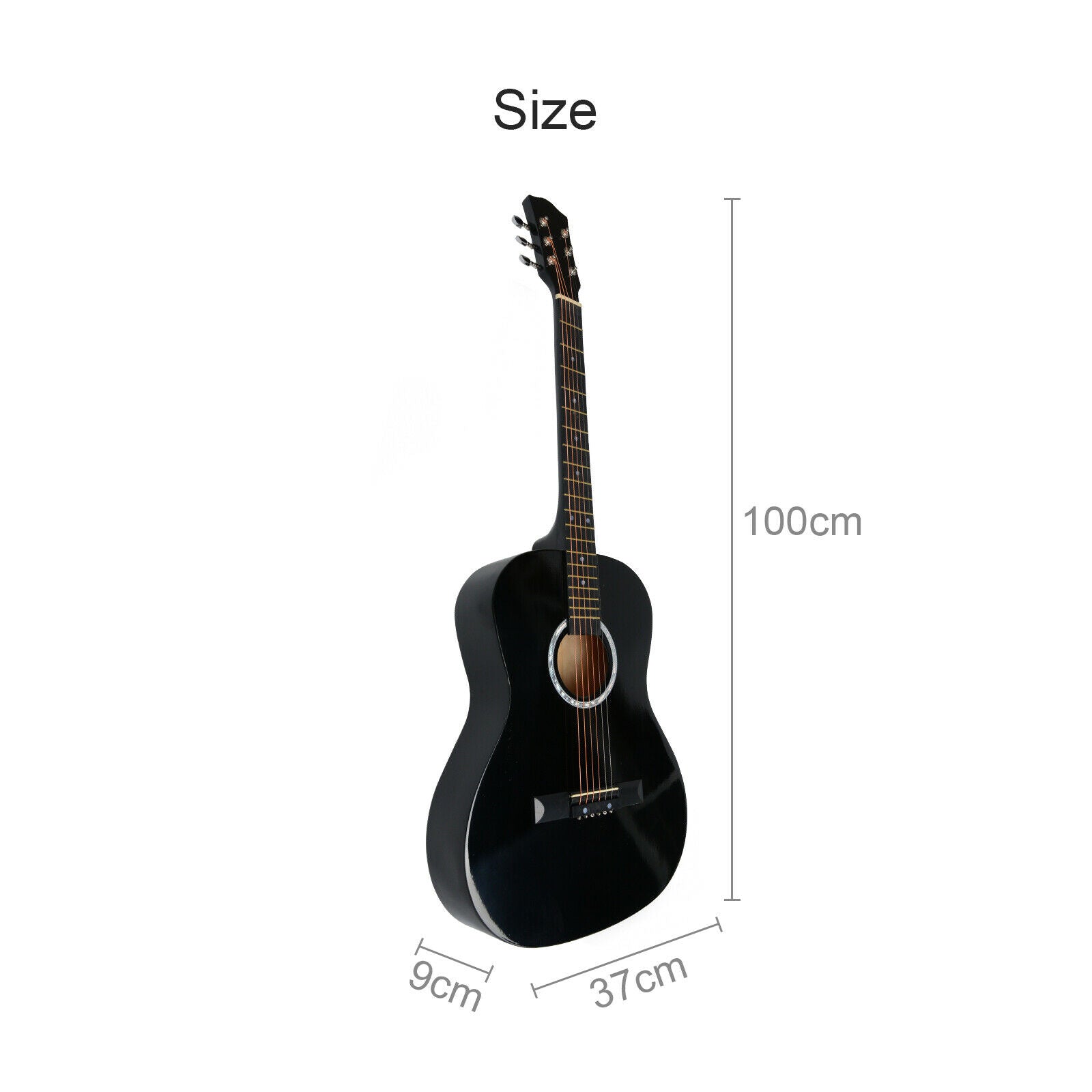 NEW Excellent Black 39" Full Size 6 String Steel Strung Acoustic Guitar UK