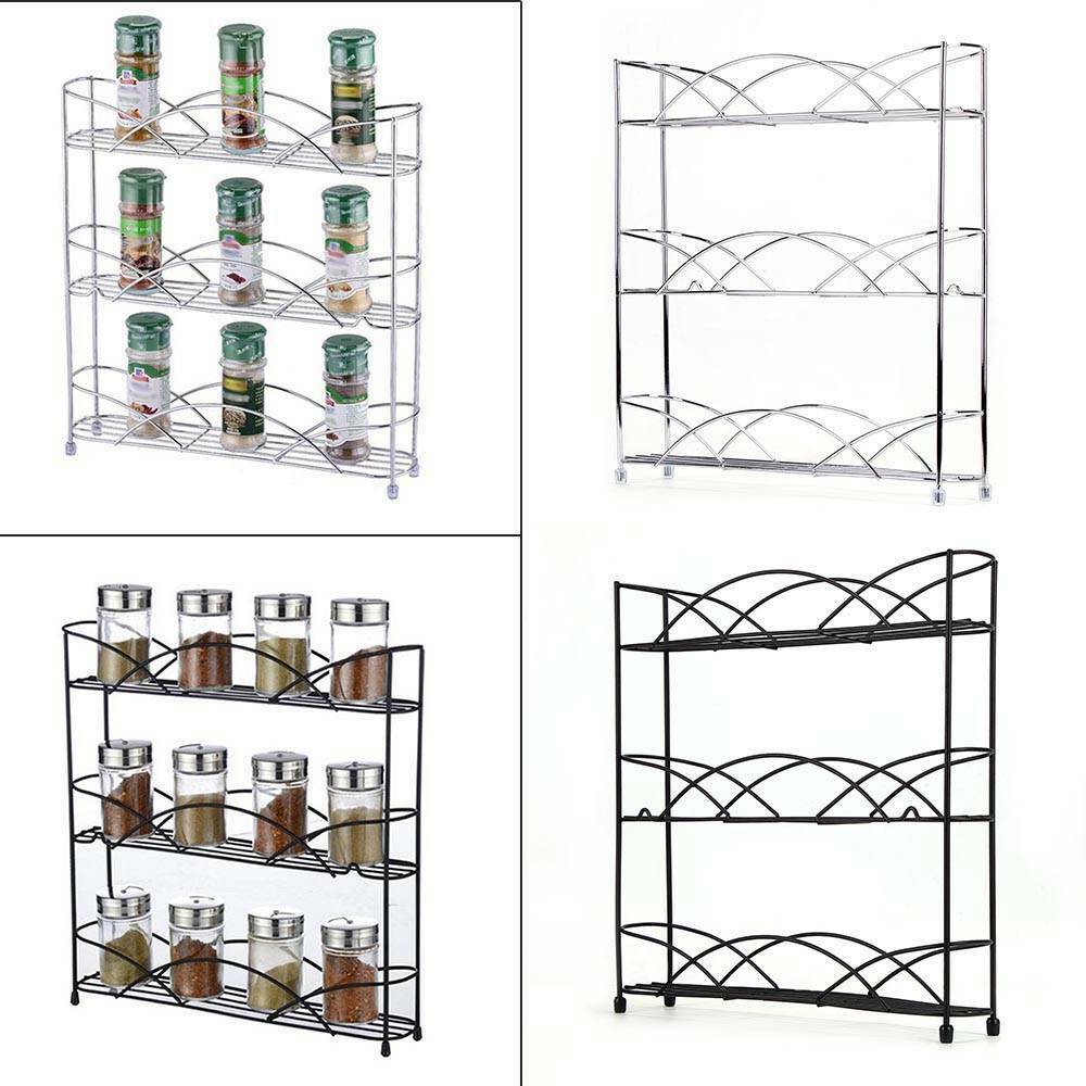 3 TIER WALL MOUNTED/FREE STANDING SPICE RACK HERB HOLDER 21 JARS KITCHEN STORAGE