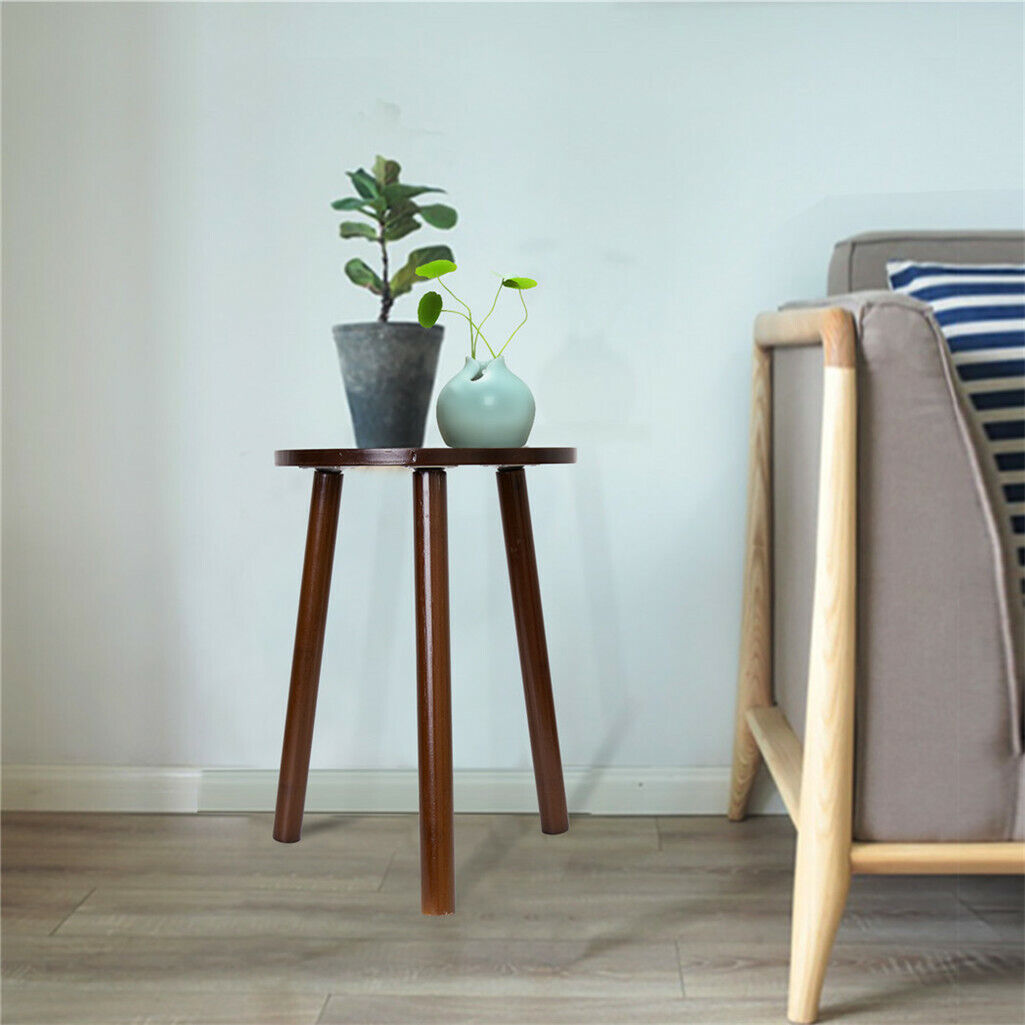 2x Small Side Table Round End Table Wood Plant Stand 3-Legs Stool Furniture Home