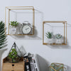 2pcs Floating Modern Gold Wall Shelf Storage Shelves Metal Bookcase Rack Decor