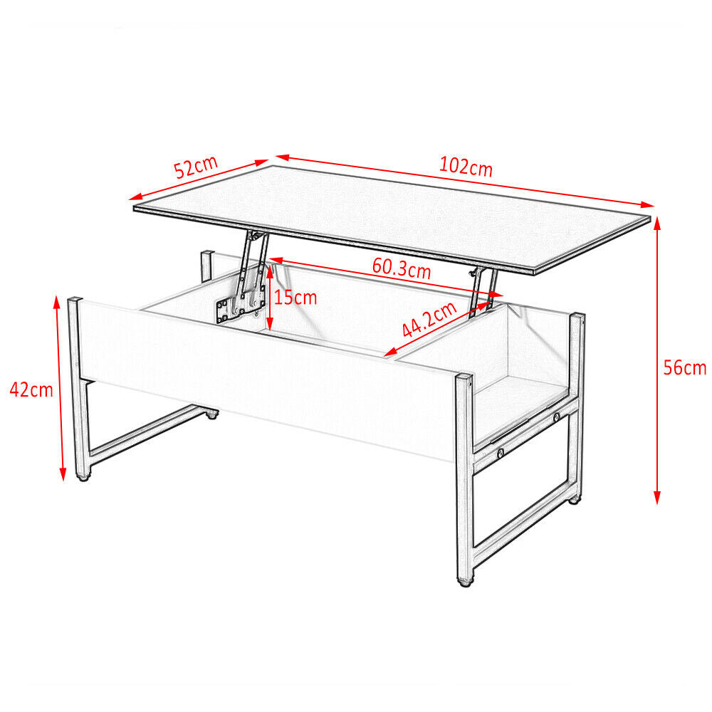 Lift Up Top Coffee Tables with Hidden Storage and Shelf Modern Sofa Side Table