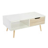 2 Tier Modern Coffee Table Rectangle Wood Living Room Storage Shelf 1 Drawer