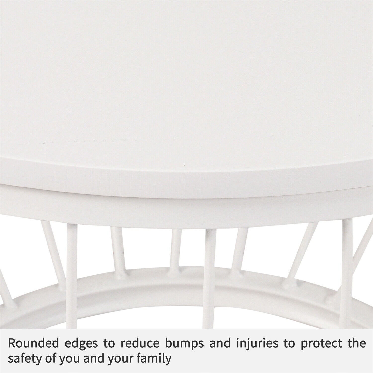 Modern Round Coffee Table Set of 2 Nesting Table Metal Frame Marble Effect HT