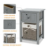 New Grey Bedroom Bedside Table Unit Cabinet Nightstand Wicker Storage Wooden UK