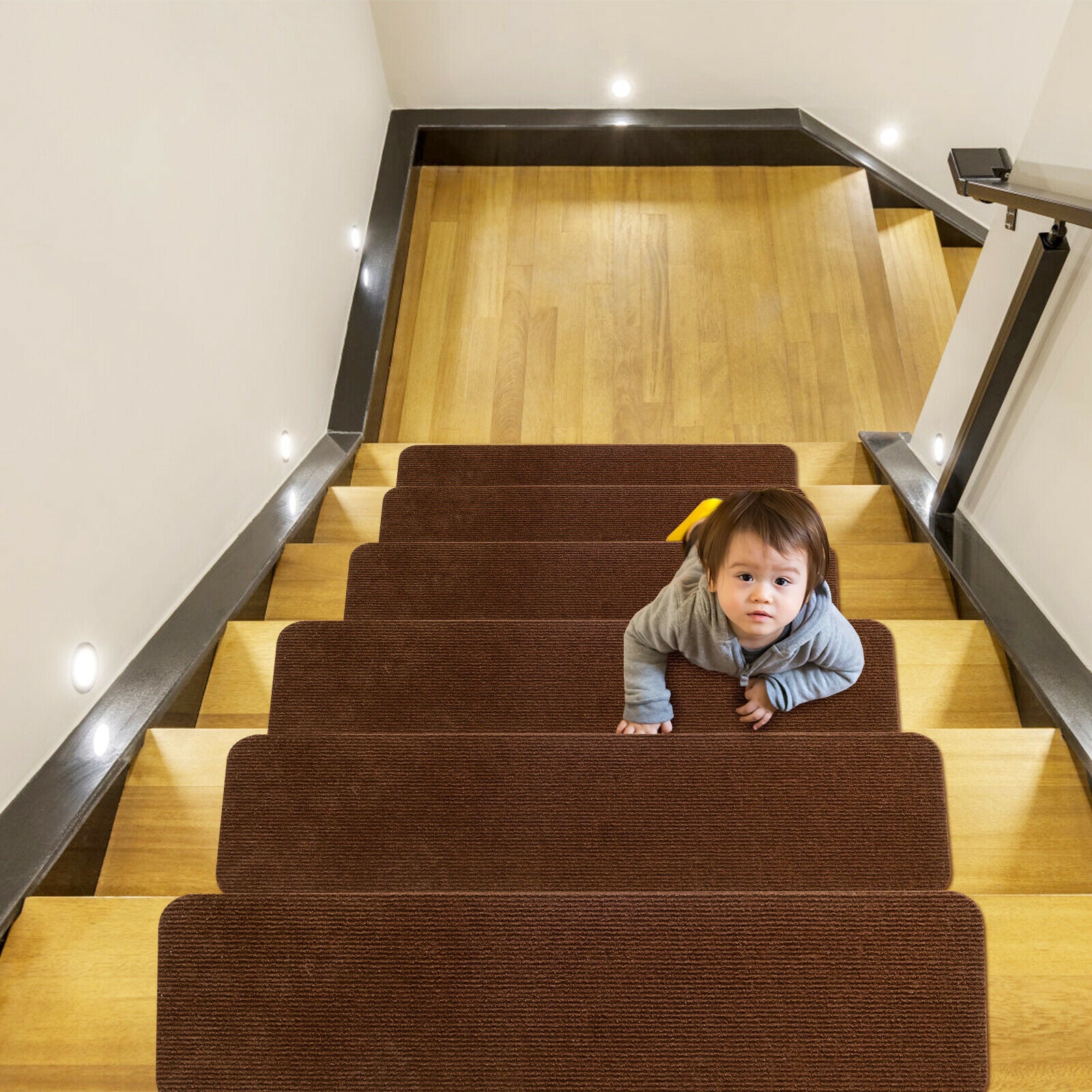 15 PCS Stair Treads Non-Slip Carpets Stairs Cover Mat Home Protection Cover
