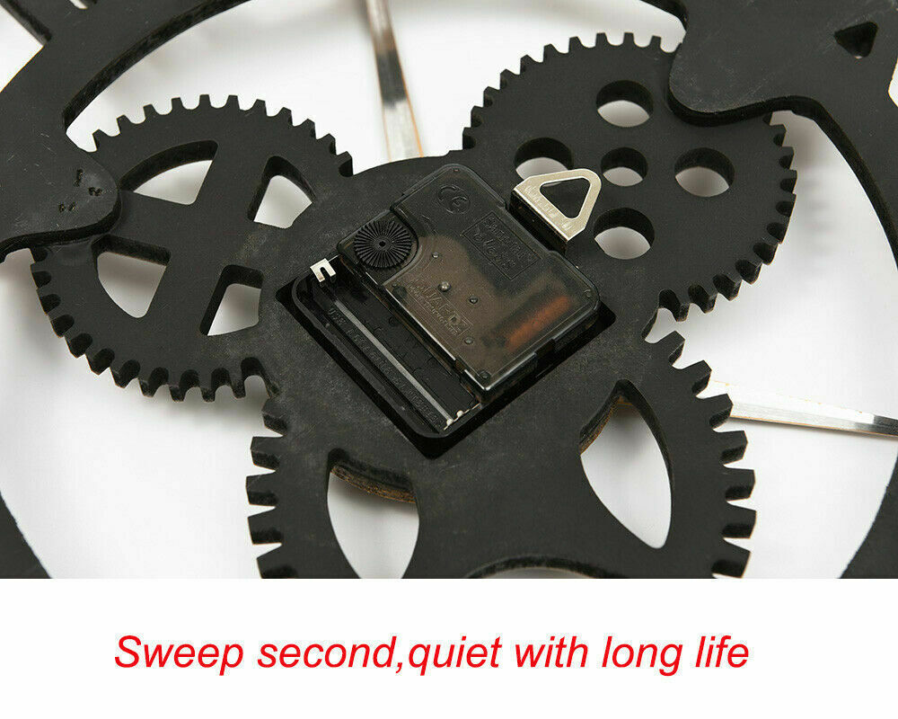 60CM LARGE ROMAN NUMERALS SKELETON WALL CLOCK BIG GIANT OPEN FACE ROUND DECOR YY