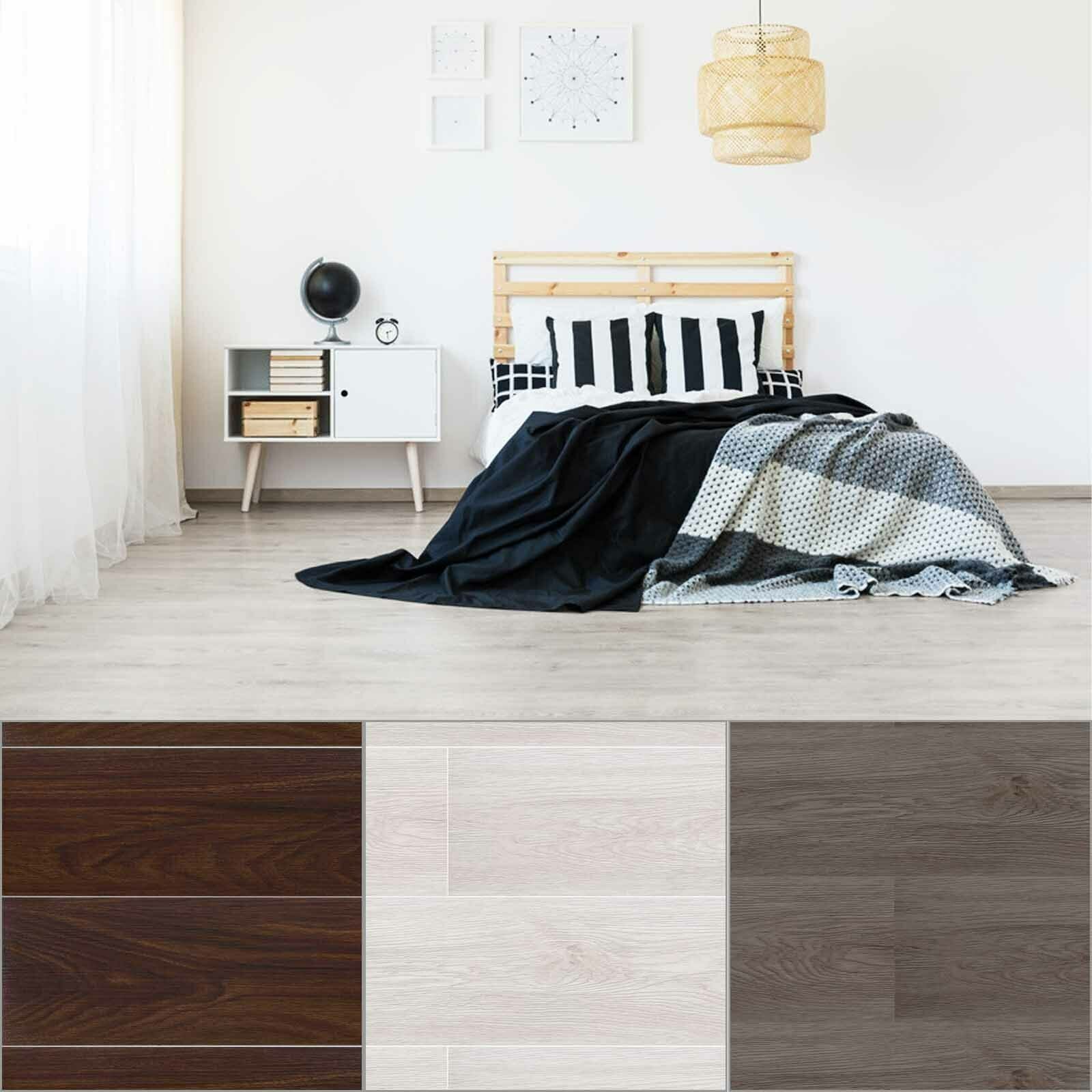 5m² Floor Planks Tiles Self Adhesive Grey Wood Vinyl Flooring Kitchen Bathroom