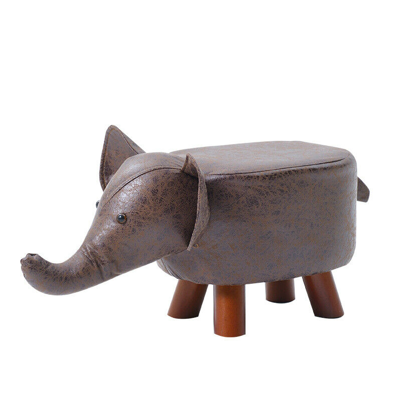 Animal Stool Footstool Footrest Elephant Ottoman Shoe Bench with Sponge Wood Leg