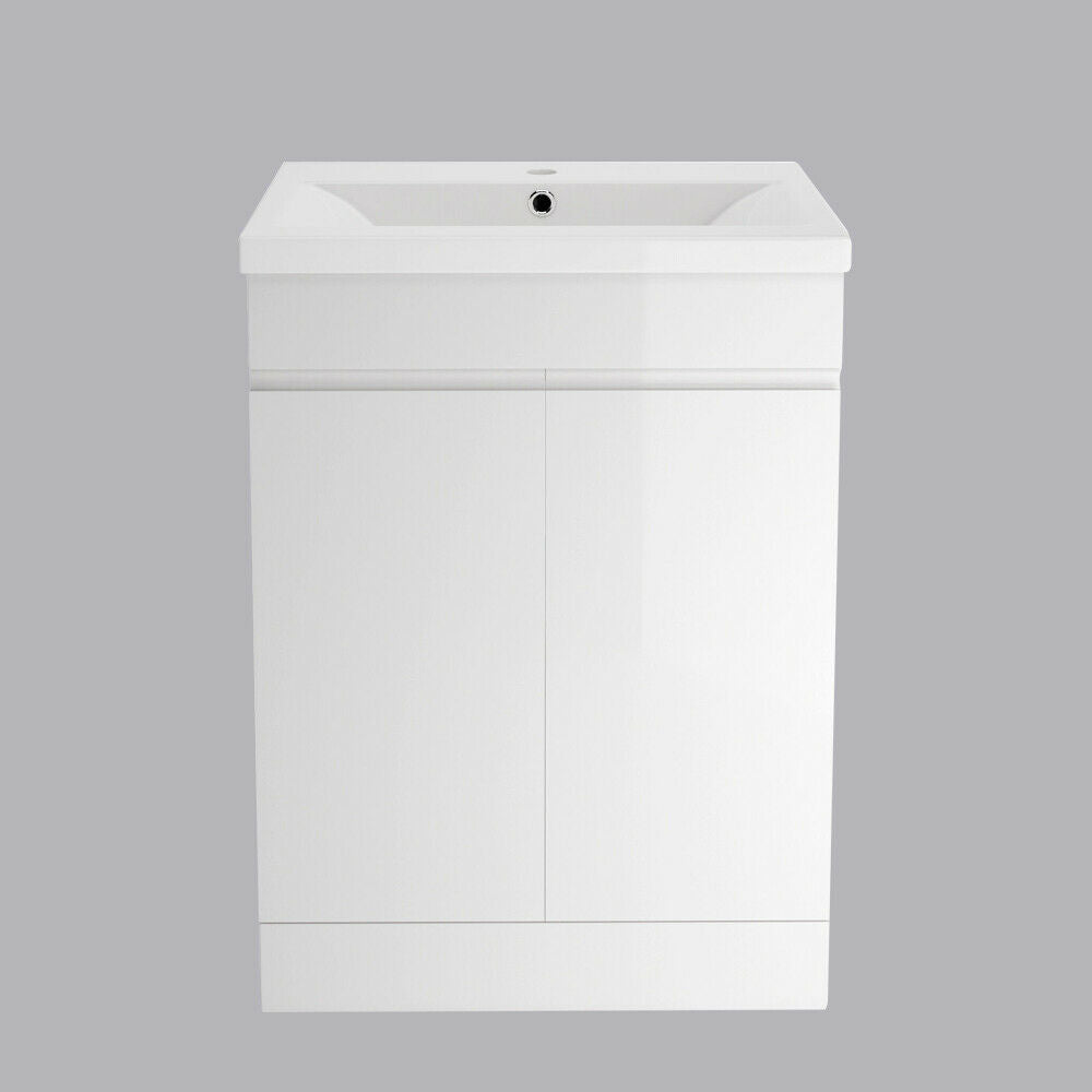600mm Bathroom Vanity Unit Basin Sink Storage Floor Standing Cabinet Gloss White