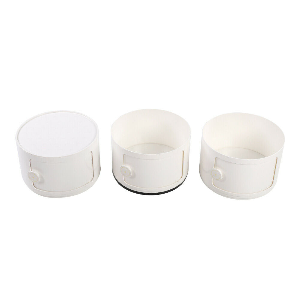 3 Tier Round Bedside Cabinet Slide Drawer Storage Unit ABS Cupboard Bathroom