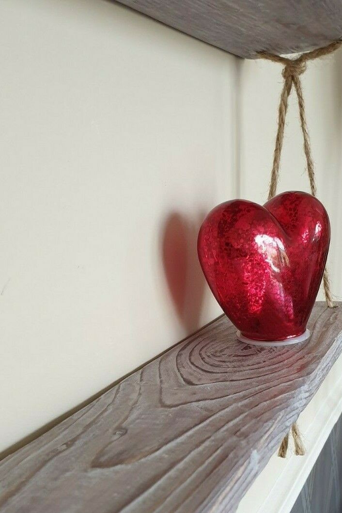 Rustic Vintage Shelves Handmade Wooden Natural Wood Floating Hanging Rope Shelf