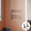 Chrome Towel Rail Radiator Rads Bathroom Heated Straight Ladder Warmer w/ Valves