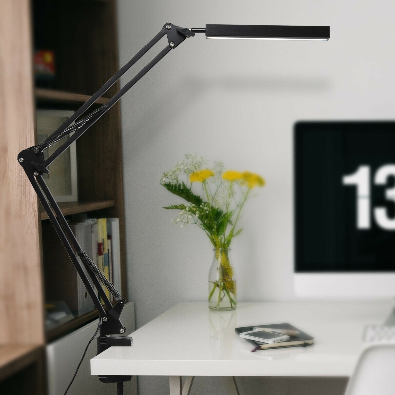 Desk Lamp Long Arm Adjustable Bedroom Study Light Office Home USB