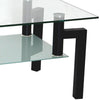 Rectangle Glass Coffee Table With Storage Shelf Modern Living Room Furniture HN