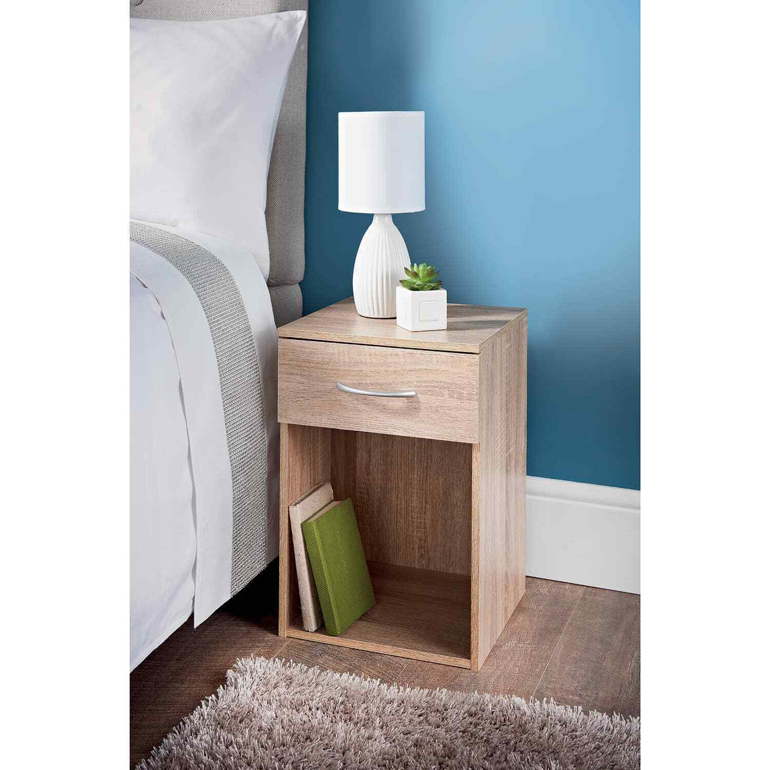 1 DRAWER WOODEN BEDSIDE TABLE CABINET BEDROOM FURNITURE STORAGE NIGHT STAND NEW