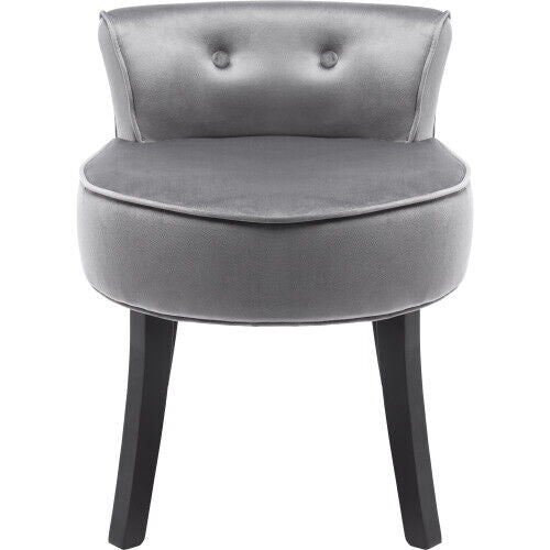 Velvet Dressing Table Stool Bedroom Vanity Makeup Stool Bedroom Chair Gray HT