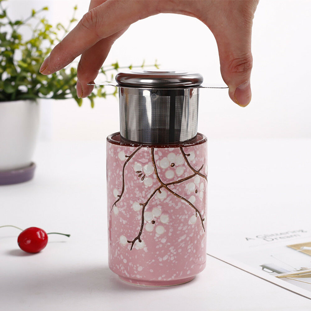 304 Stainless Steel Tea Infuser Mesh Strainer Lid Drip Tray Brew-in-Mug