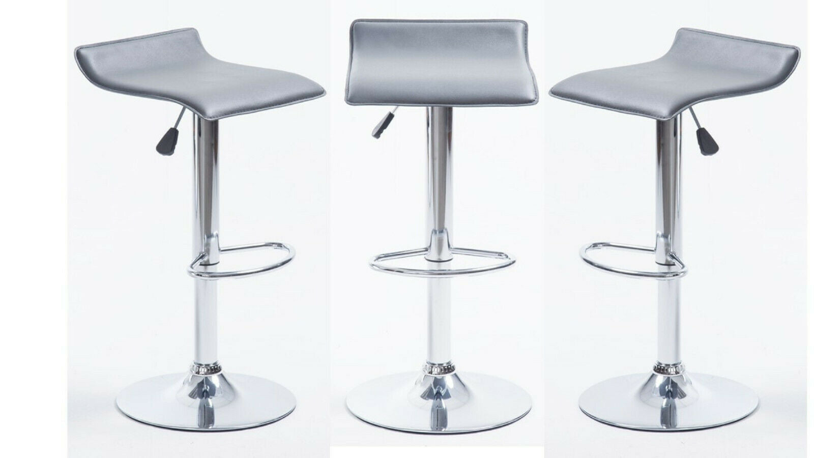 3 x GREY PARIS GAS LIFT BAR STOOLS, BREAKFAST KITCHEN BAR ETC (SET 3 PARIS GREY)