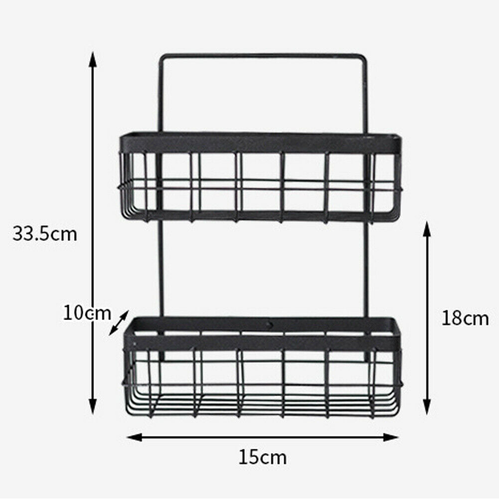 Wall Mounted Metal Wire Storage Basket 2 Tier Bathroom Shower Caddy Organizer