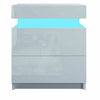High Gloss Bedside Table Nightstand Chest Cabinet Unit with Drawers LED Lighting