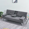3 Seater Click-Clack Leather Fabric Sofa Bed with 2 Drink Holder Recliner Lounge