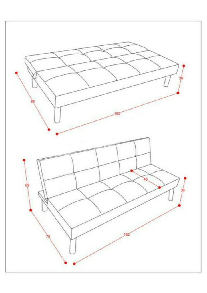 3 Seater Blue Faux Suede Fabric Sofa Bed Recliner Sofabed Lounger Furniture