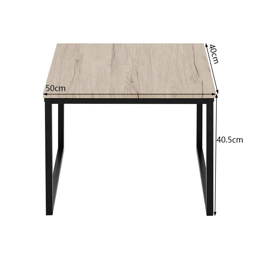 Set of 2 Coffee Tables Side Table Industrial Wooden Top Metal Frame Furniture