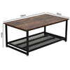 2 Tier Coffee Table Industrial Wooden Rectangle Living Room Table Metal Shelf