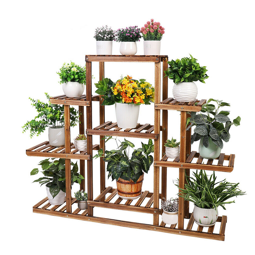 Wooden Plant Stand 6 Tiers Updated Solid Pot Shelf Flower Bonsai Rack Display UK