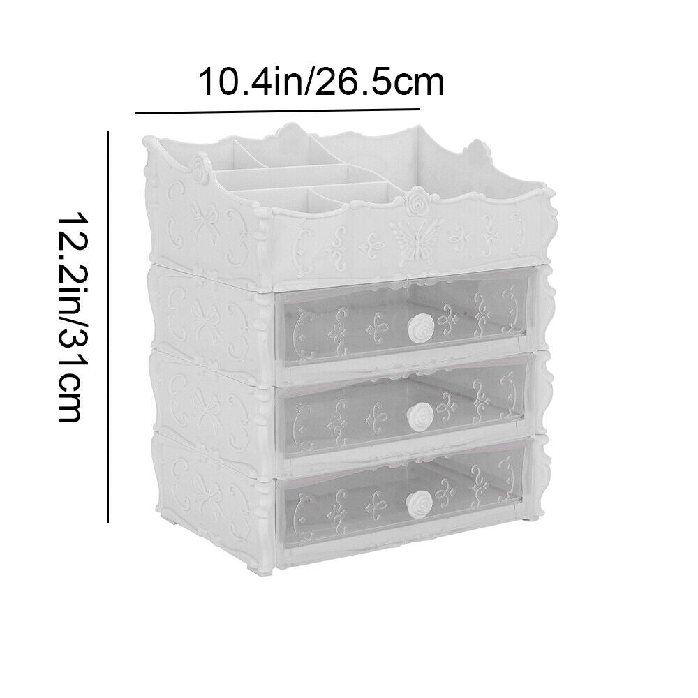 3 Tiers Makeup Case Desktop Storage Box Cosmetic Organizer Holder Drawer Jewelry