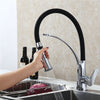 360° Rotation Swivel Kitchen Sink Mixer Taps Black Chrome Pull Out Brass Tap UK