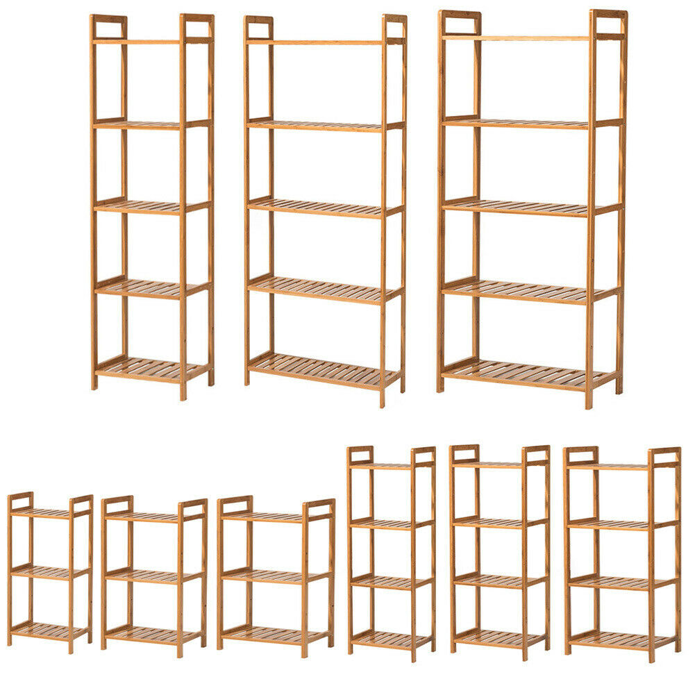 3/4/5Tier Wooden Organizer Bookcase Bookshelf Shelving Storage Rack Corner Shelf