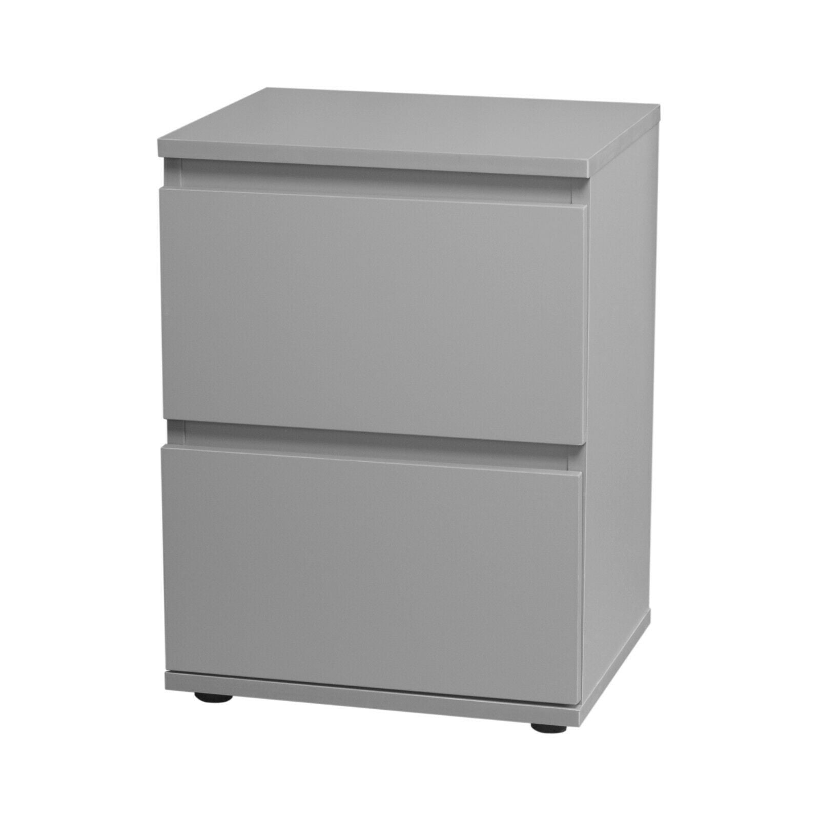 2 Drawer Wooden Bedroom Bedside Cabinet No Handle Nightstand Side Table