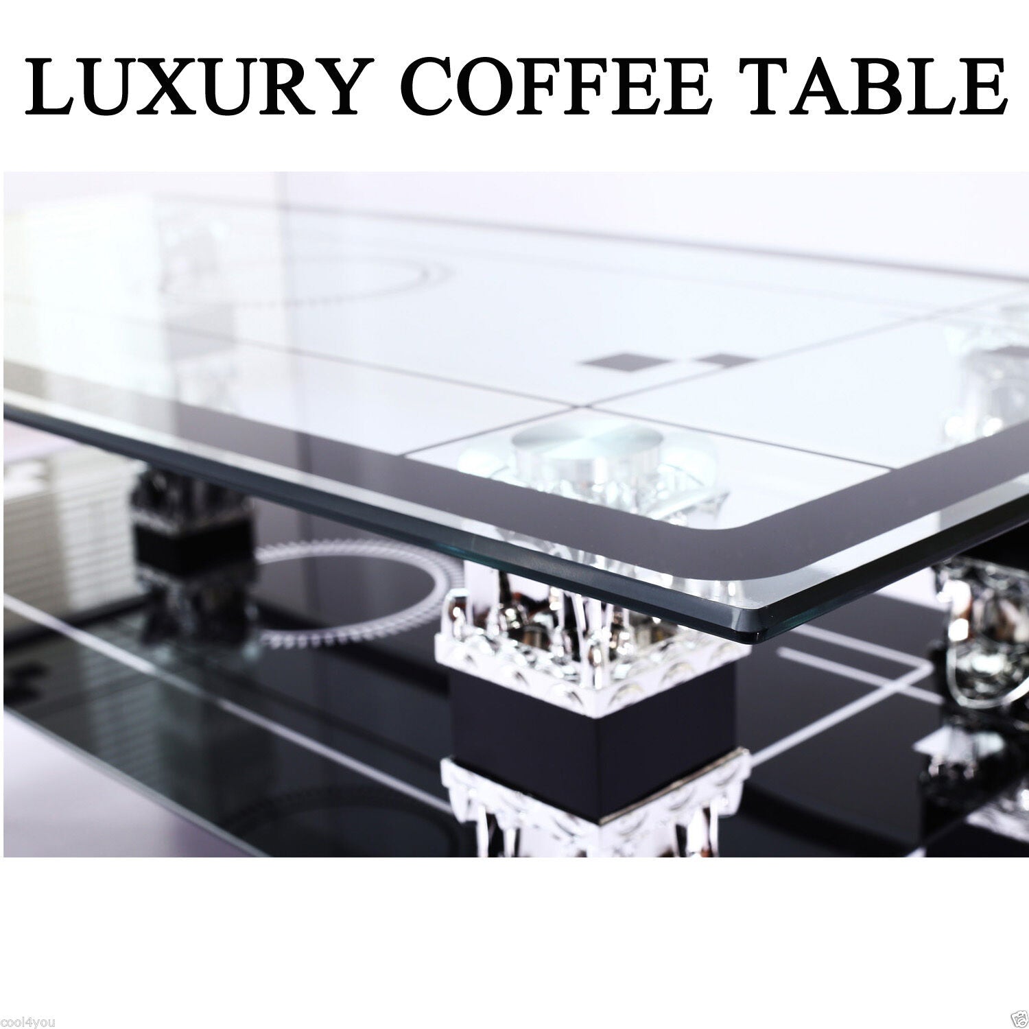 Lux Coffee Tables BlackWith Shelf Rectangle Modern Contemporary For Living Room