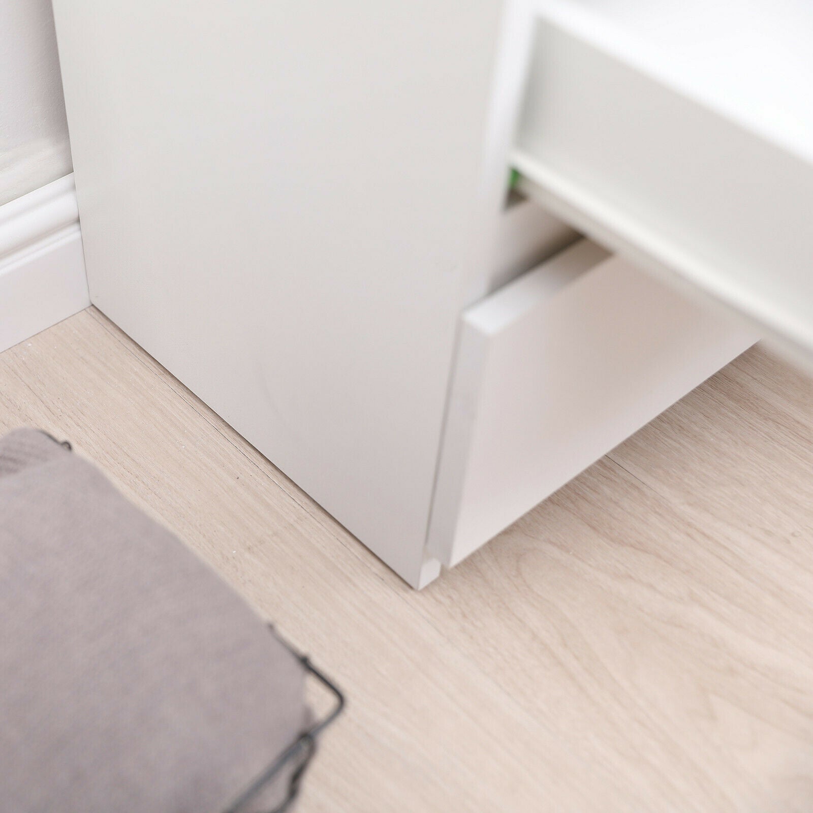 Modern White Bedside Table Cabinet w/2 Drawers Nightstand Storage Furniture